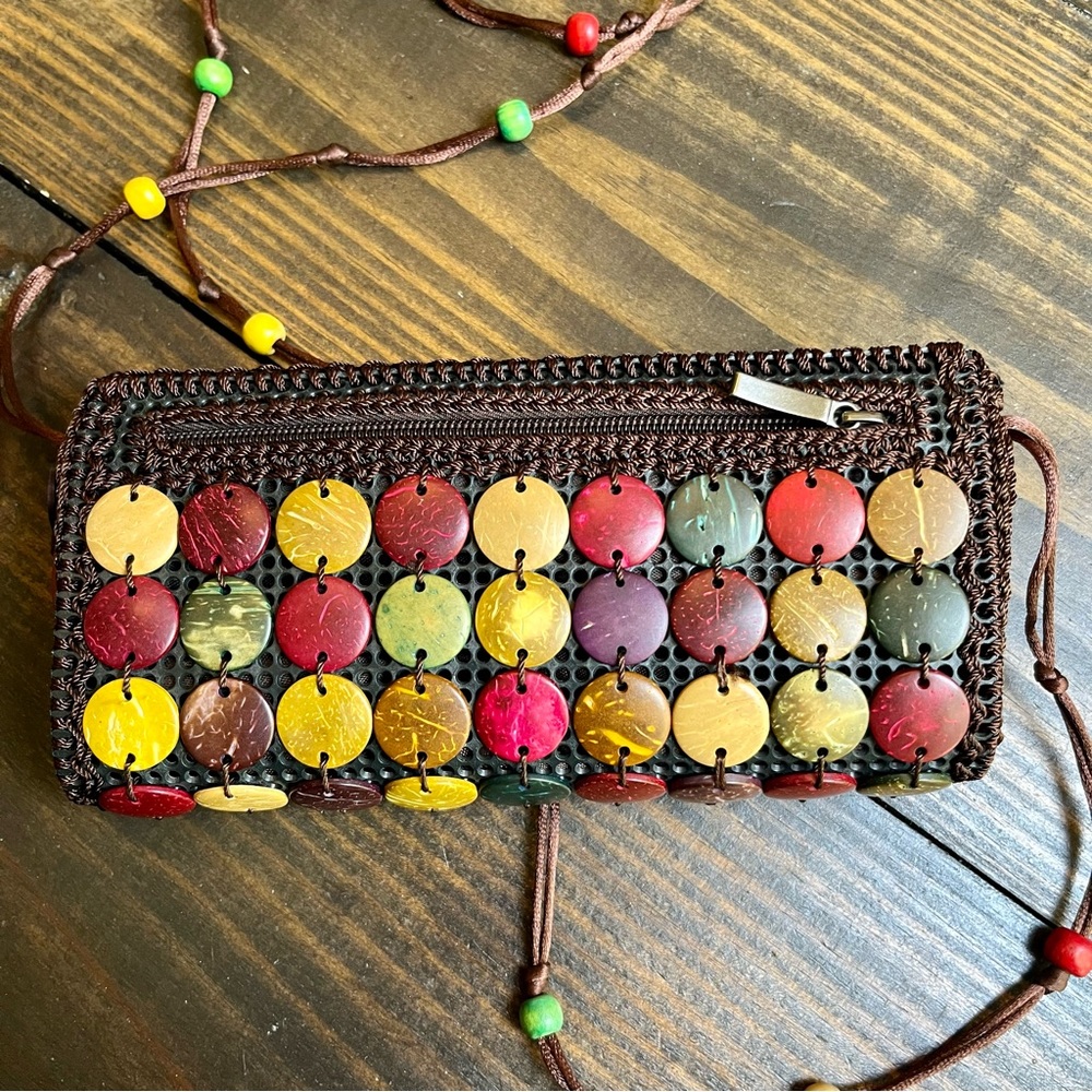 Handcrafted Coconut Shell Multicolor Sling Bag Be… - image 3